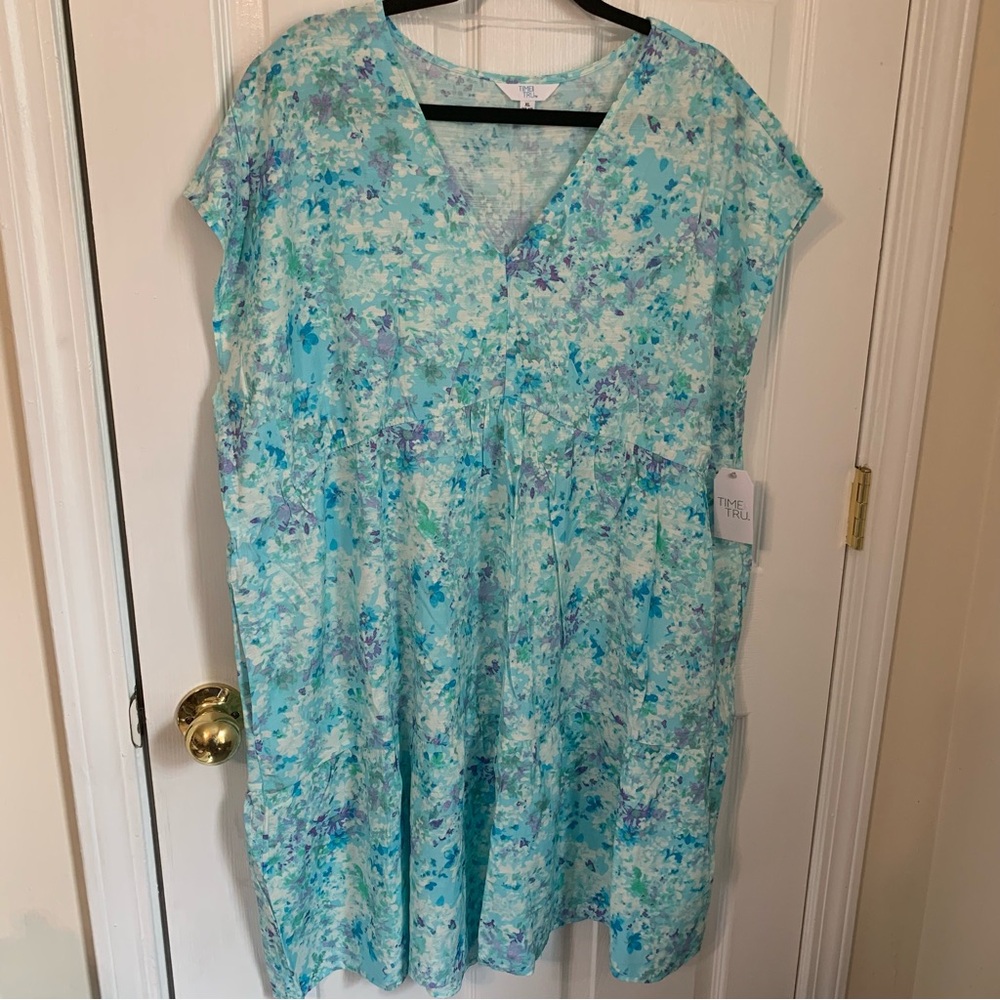 Time & Tru xl v neck floral dress PTP 25”, length 37” from shoulder w/pockets
